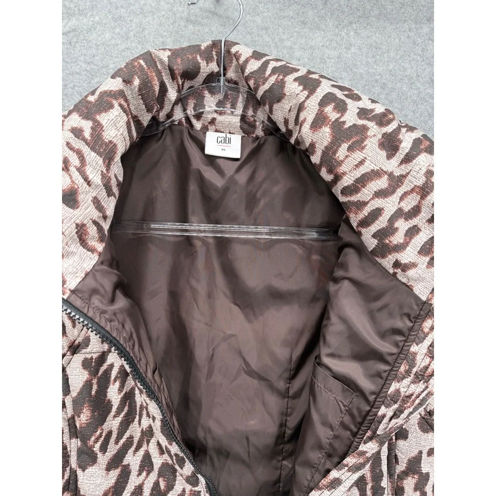 Cabi Leopard Puffer Vest Womens XS Brown Animal Print Zip Up Padded Sleeveless